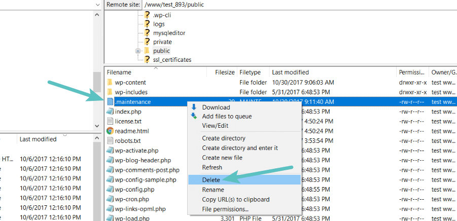 Verwijder het .maintenance bestand uit de hoofdmap