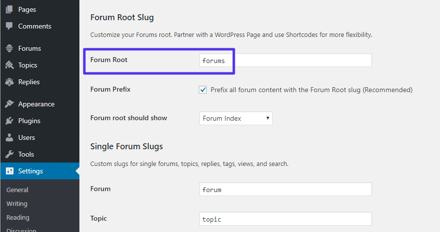 Het veranderen van de URL-slug van het bbPress-forum 