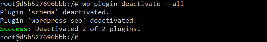 Alle plugins deactiveren in WP-CLI