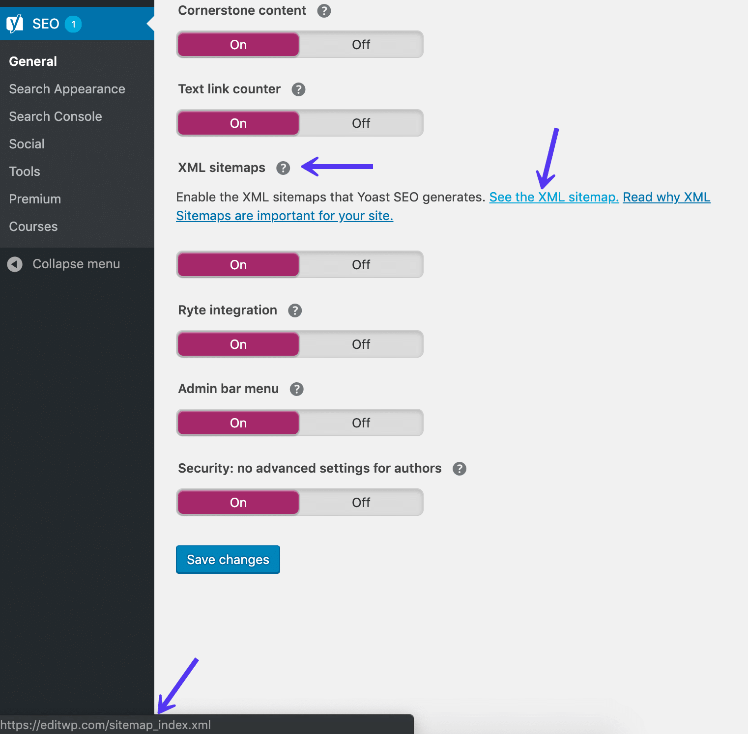 Yoast SEO XML sitemap