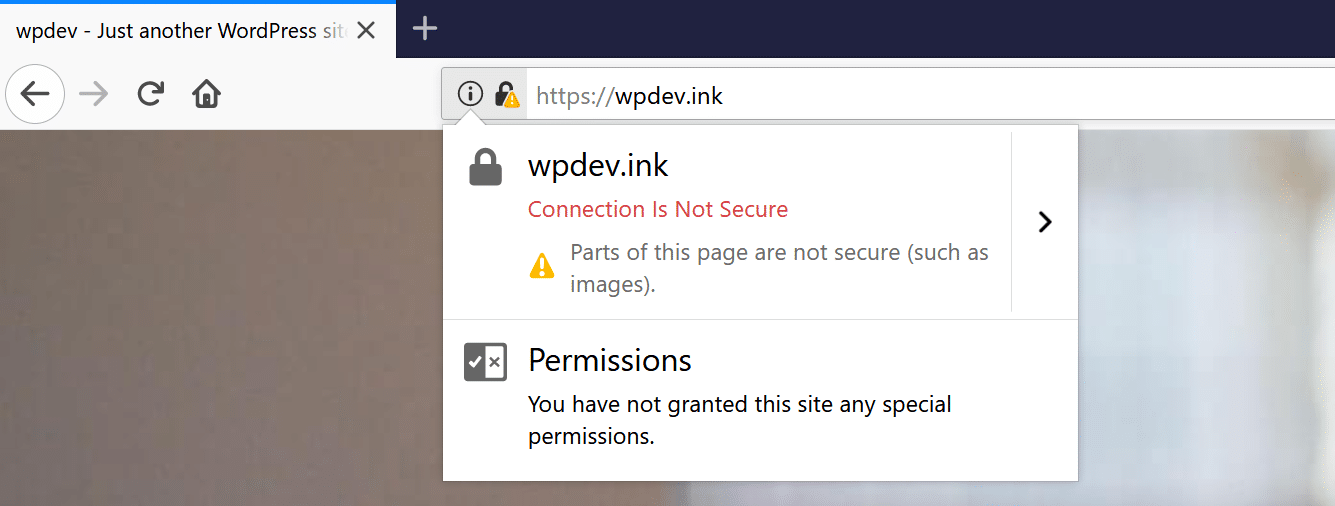 Firefox gemengde inhoud waarschuwingsvoorbeeld