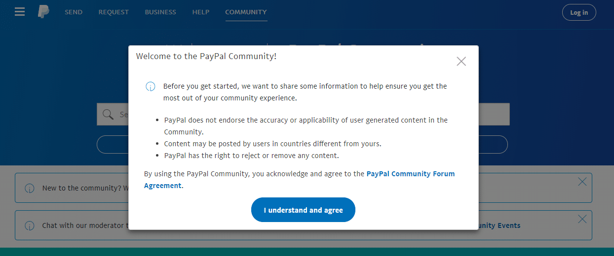 PayPal forum disclaimer