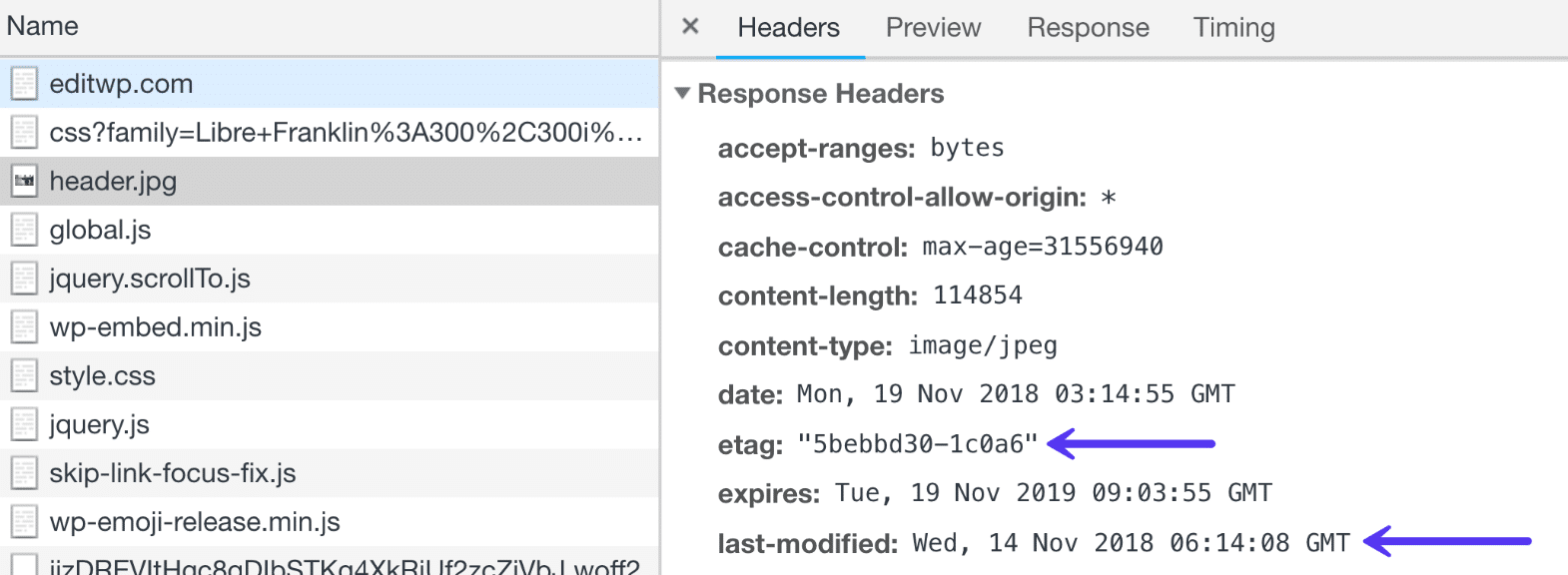 Last-modified en ETag HTTP headers