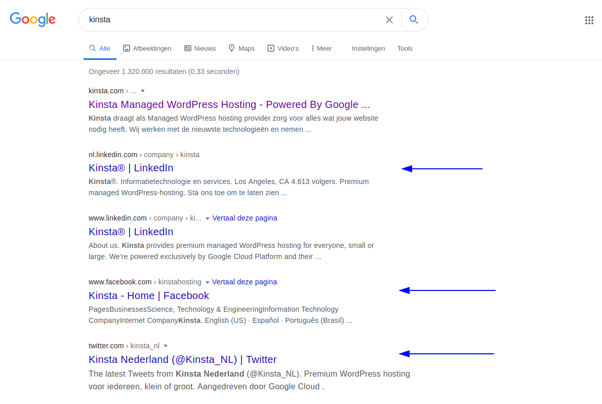 Kinsta social media google
