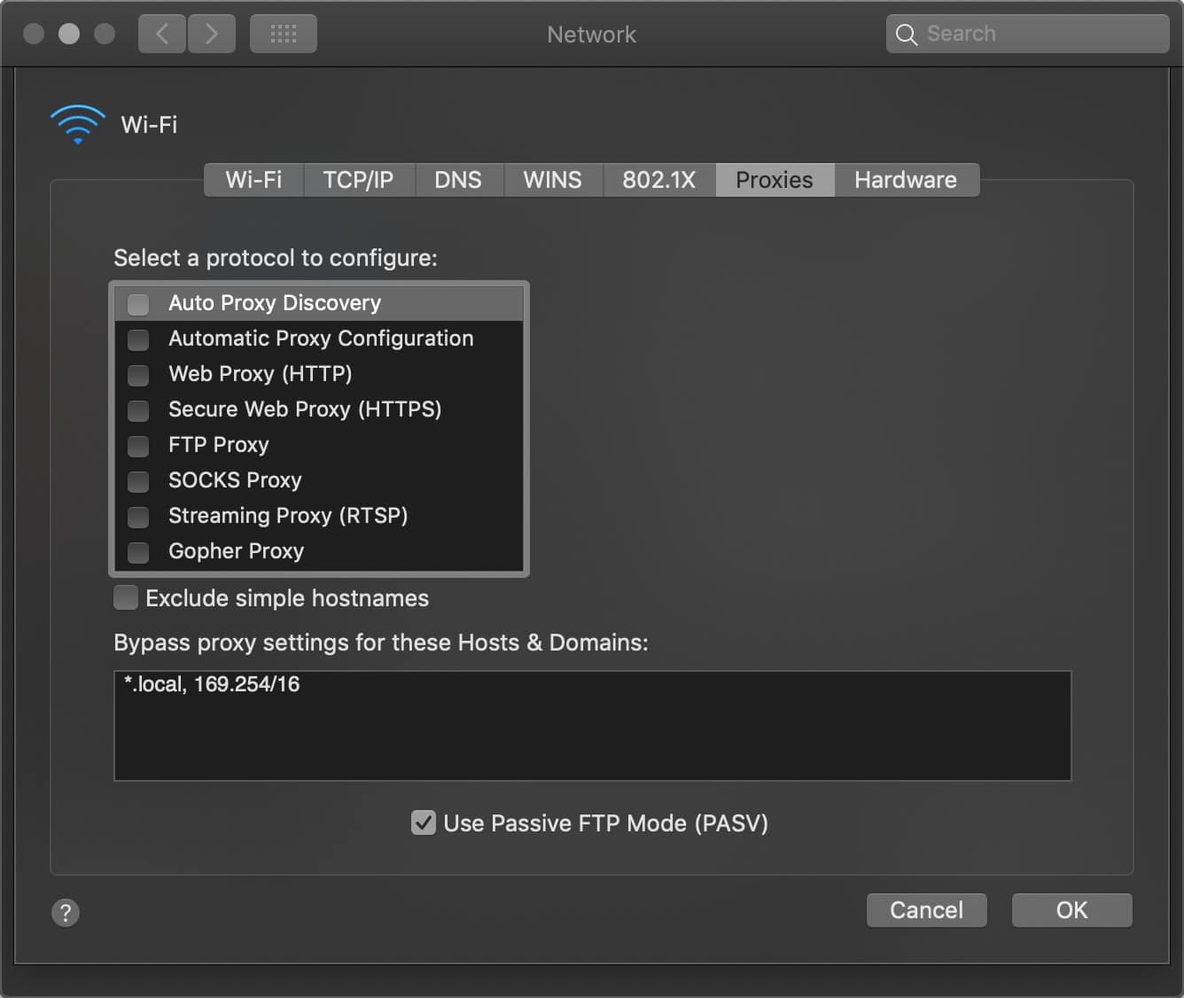 Deselecteer proxy’s op Mac