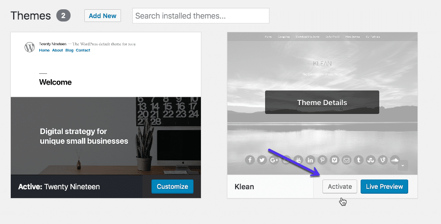 Hoe activeer je een thema in WordPress