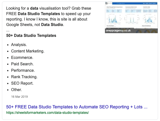 Featured snippet met een opsomming