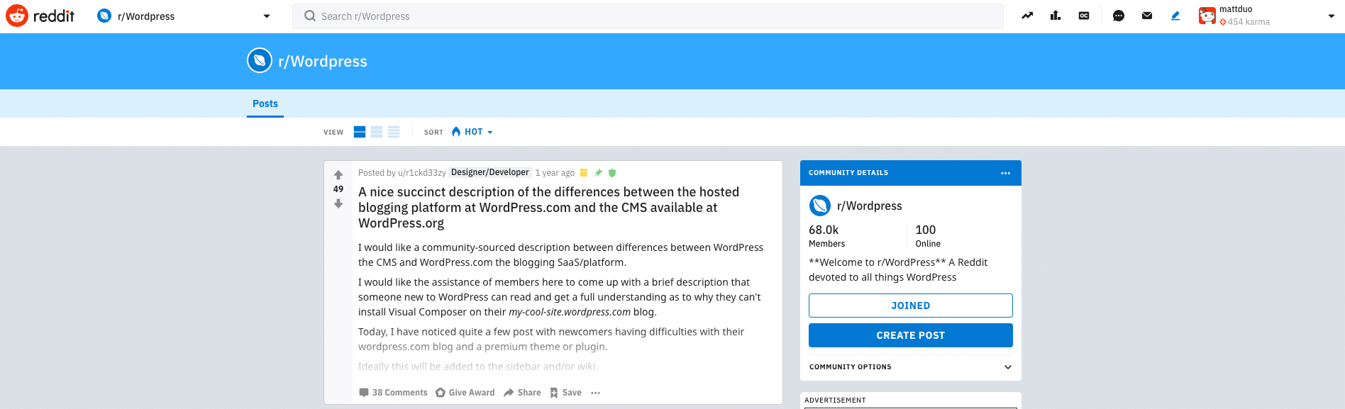 WordPress op Reddit