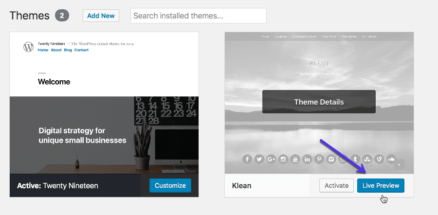 Hoe bekijk je de voorvertoning van een thema in WordPress