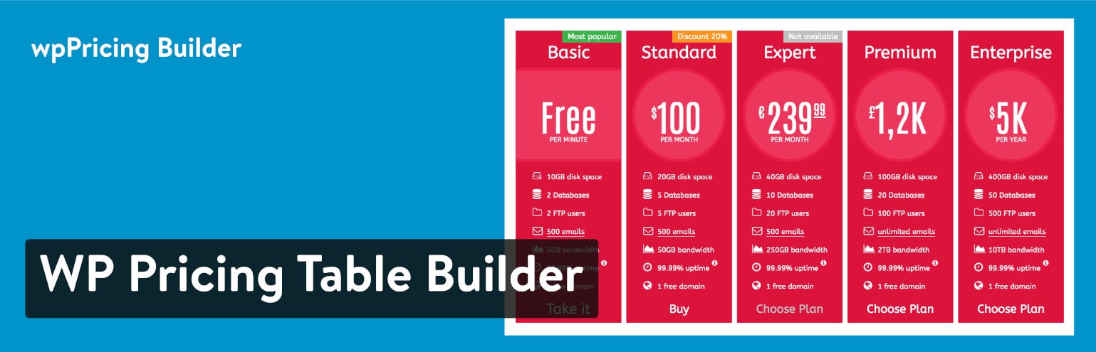 WP Pricing Table Builder - Responsive Pricing Plans Plugin for WordPress