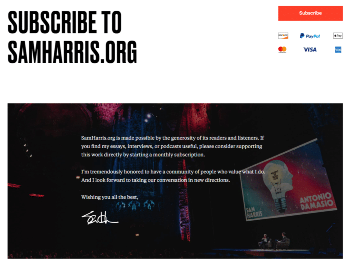 De website van Sam Harris