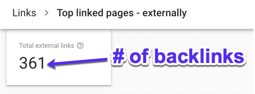 Check the number of backlinks in Google Search Console