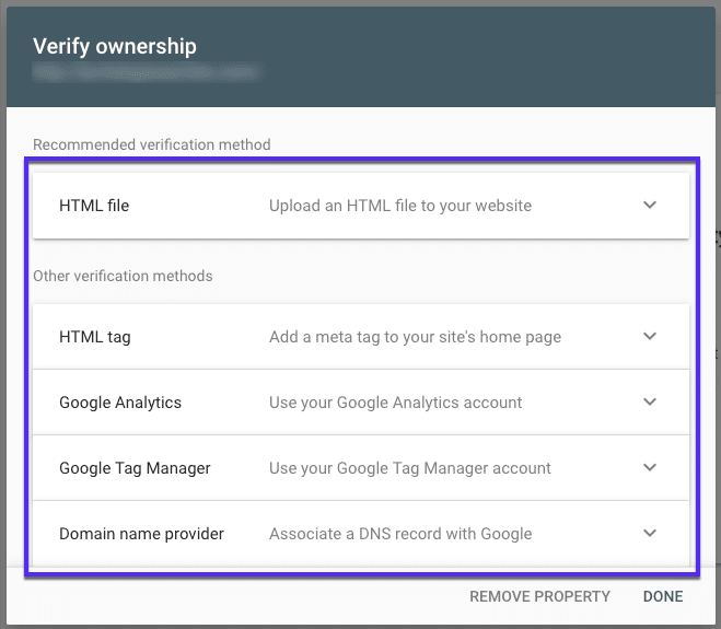 Verify Ownership - Google Search Console