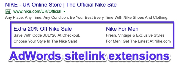 Google AdWords-sitelinks