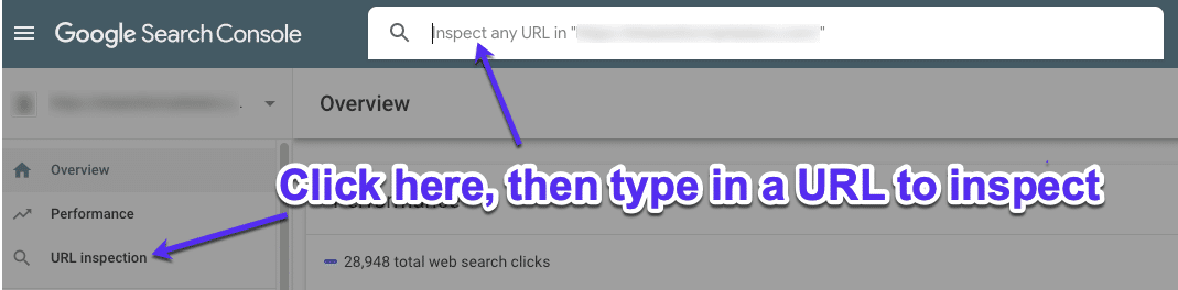 Inspect URLs in Google Search Console