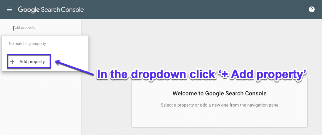 Add property in Google Search Console