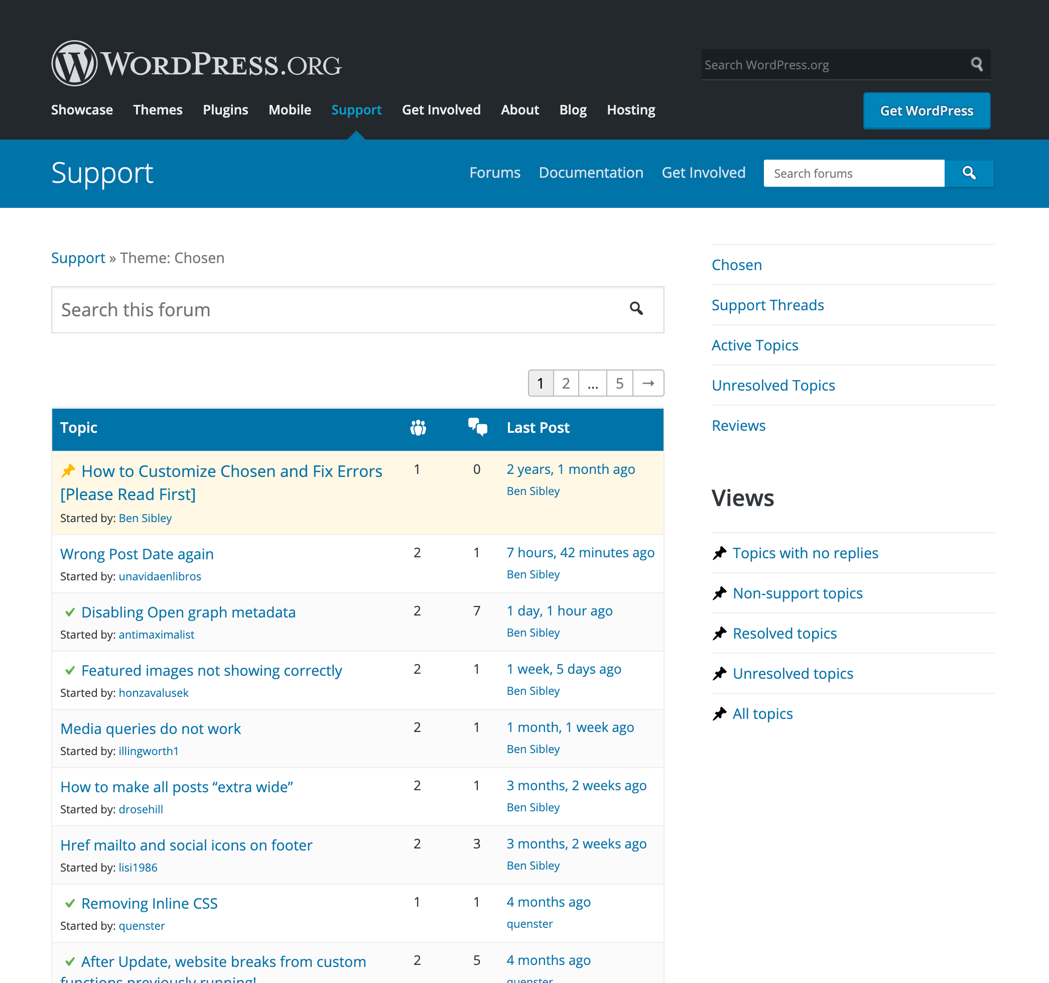 WordPress supportforums