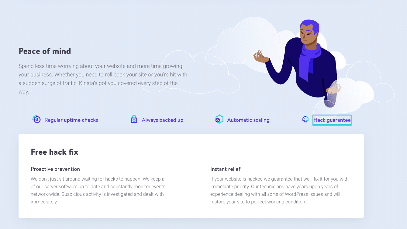 Kinsta's hack-free garantie
