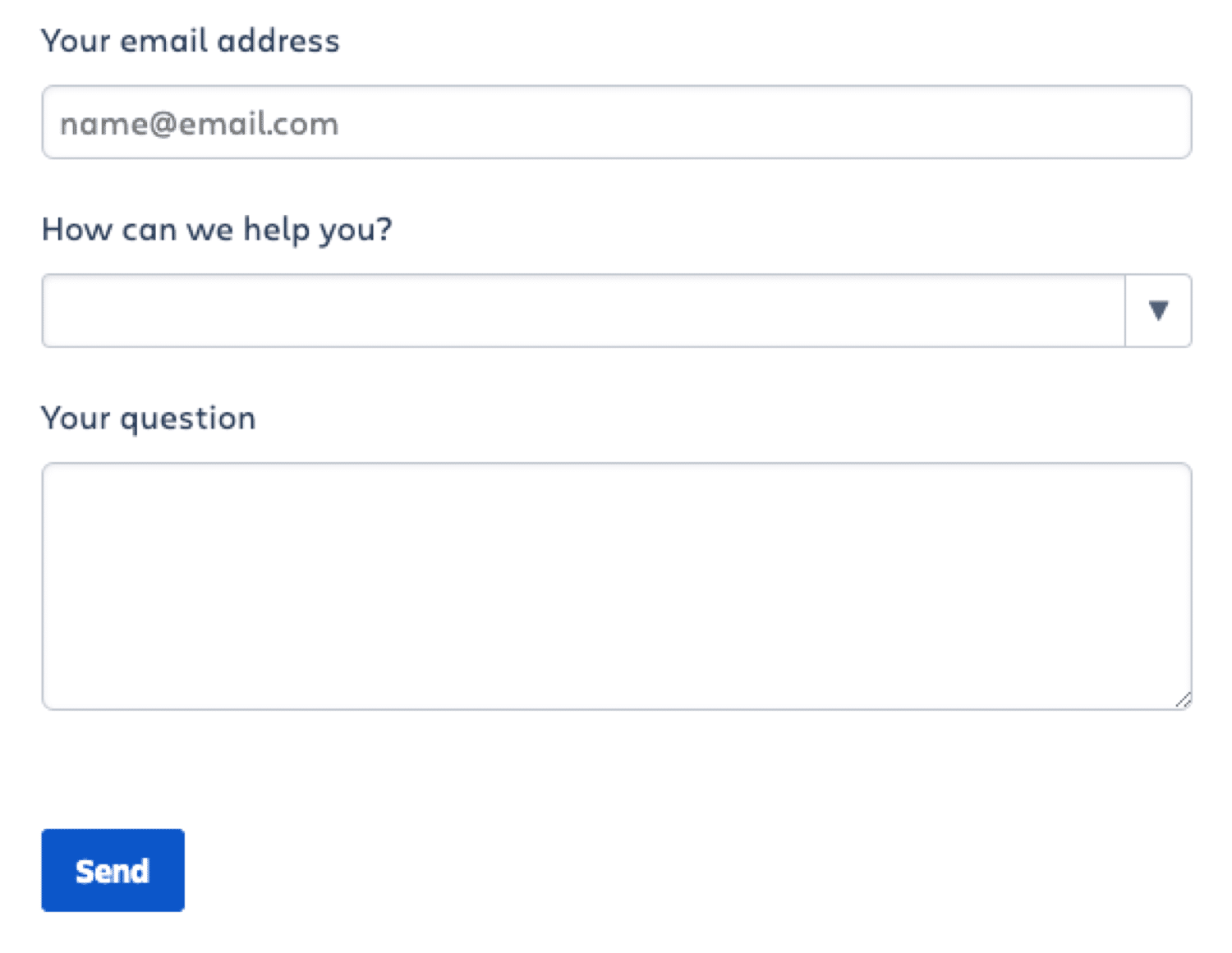 Een voorbeeld van een standaard contactformulier