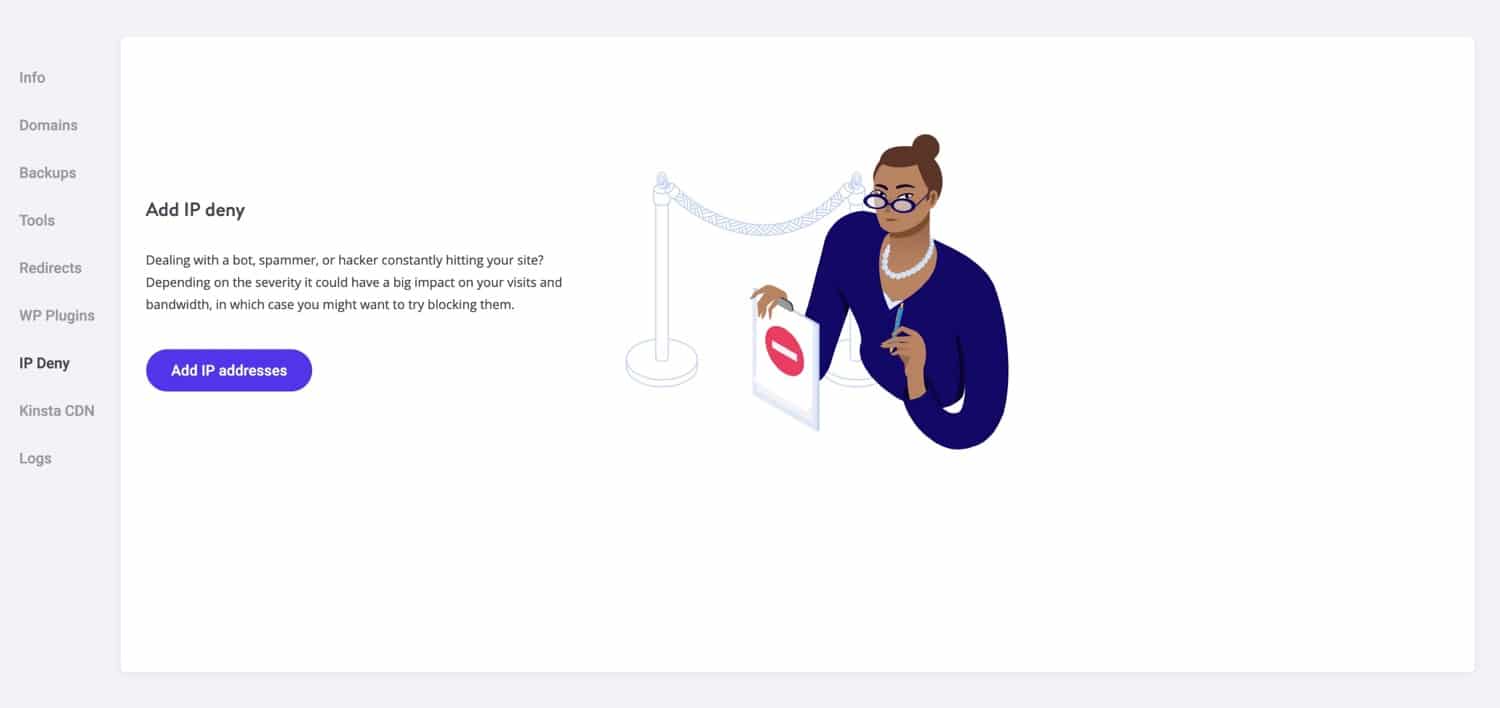 De IP-deny feature van Kinsta