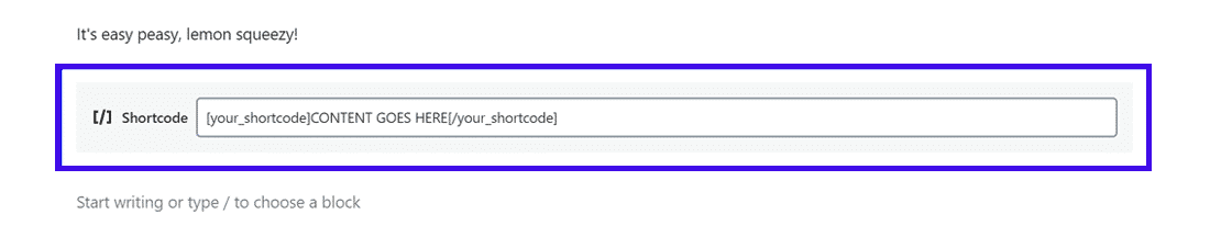 Gutenberg's dedicated Shortcode-block