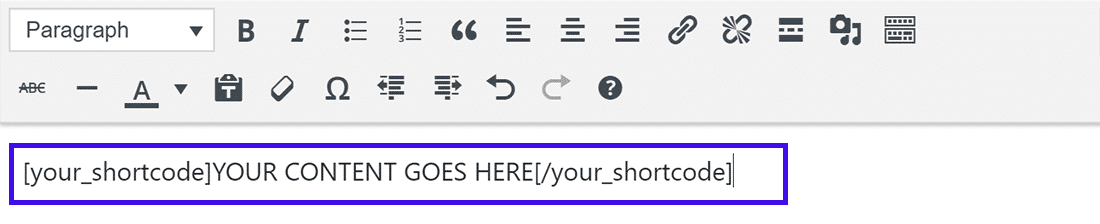 Invoegen van een shortcode in de klassieke editor