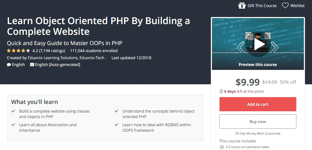 Object-Oriented PHP cursus