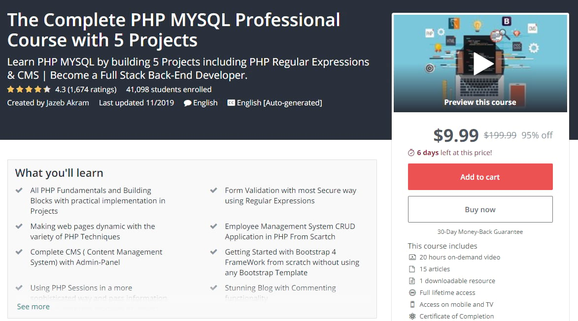 PHP MYSQL Professional Course on Udemy