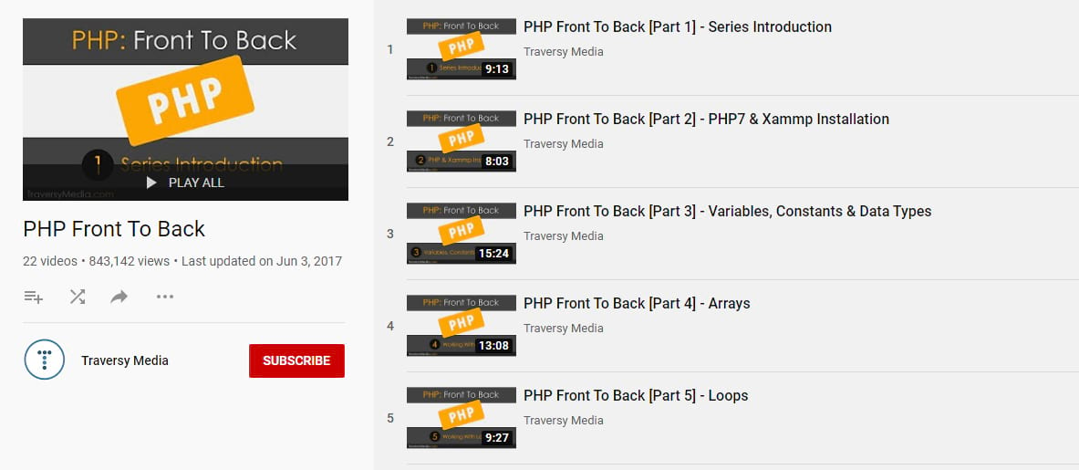 Traversy Media’s PHP tutorial