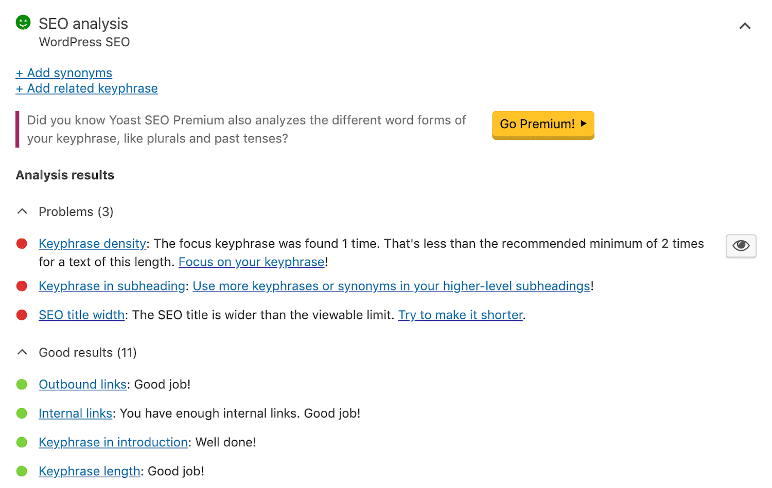 Voorbeeld van een focus keyword