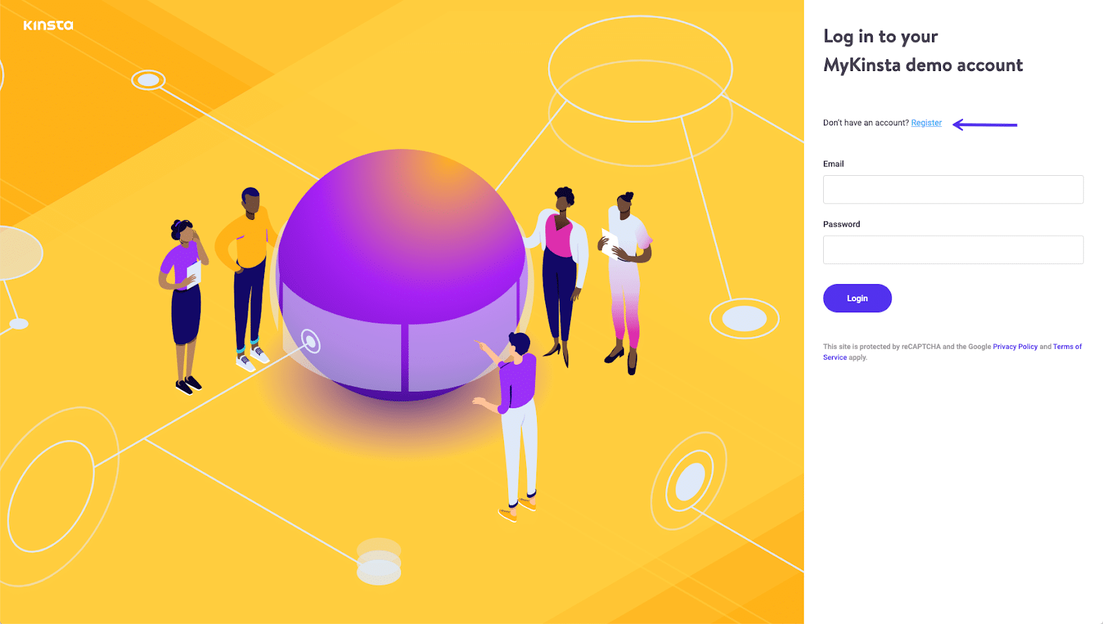 MyKinsta demo pagina
