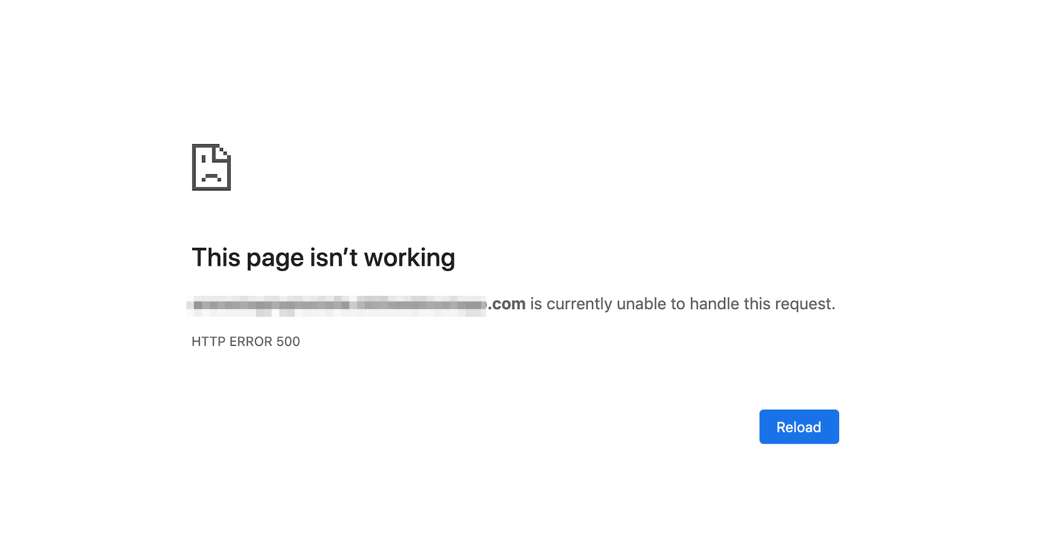 Internal Service Error in Google Chrome