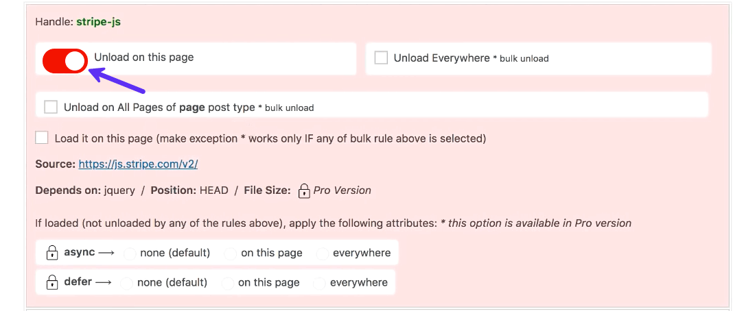 Uitschakelen van het script voor de Stripe betalingsmethode met Asset CleanUp