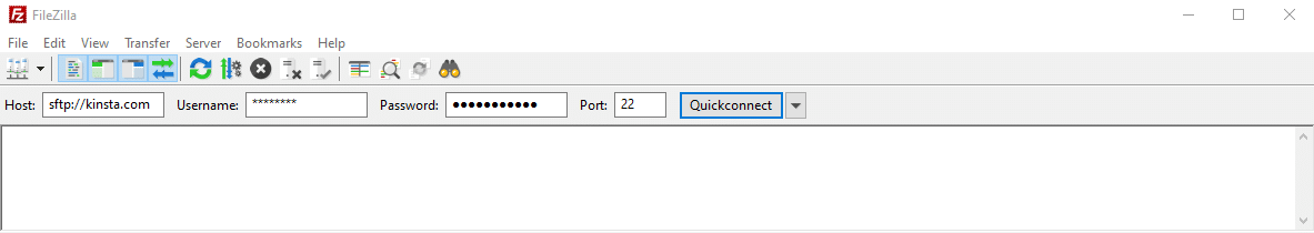 Inlogvenster van FileZilla
