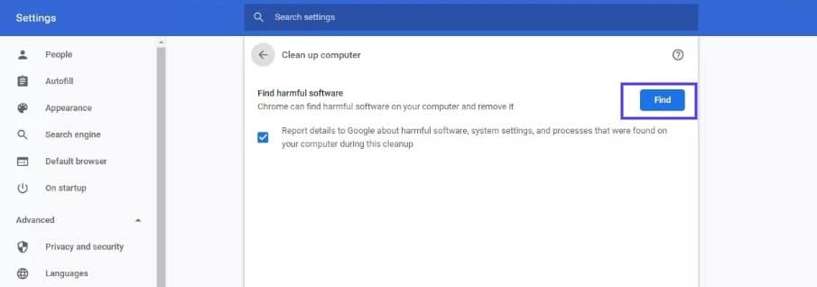 De cleanup tool in Google Chrome