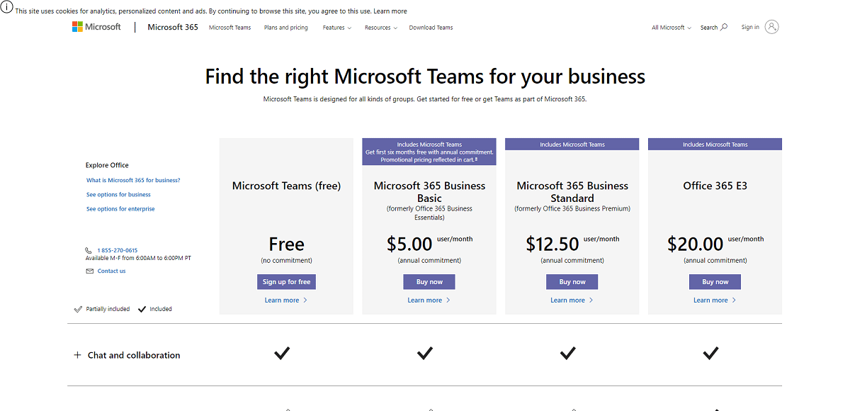 Pakketten en kosten van Microsoft Teams