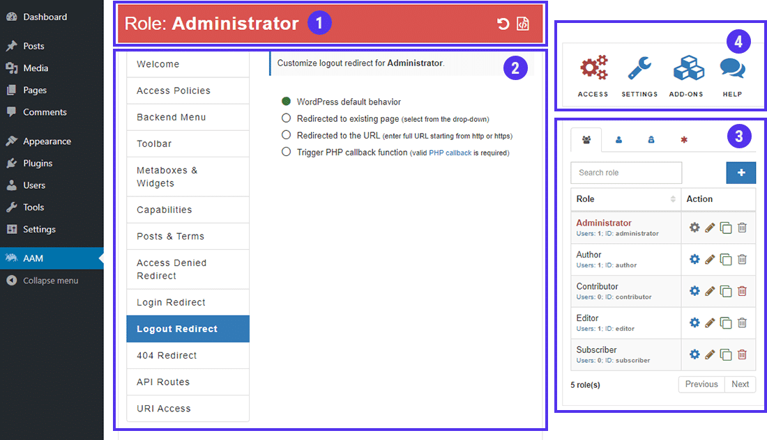 Het dashboard van Advanced Access Manager