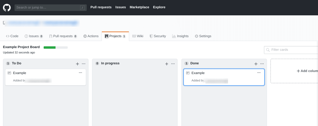 De GitHub 'Projecten' tab