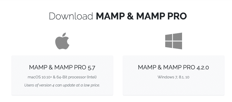 Het MAMP downloadvenster