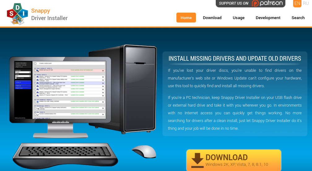 De Snappy Driver Installer website