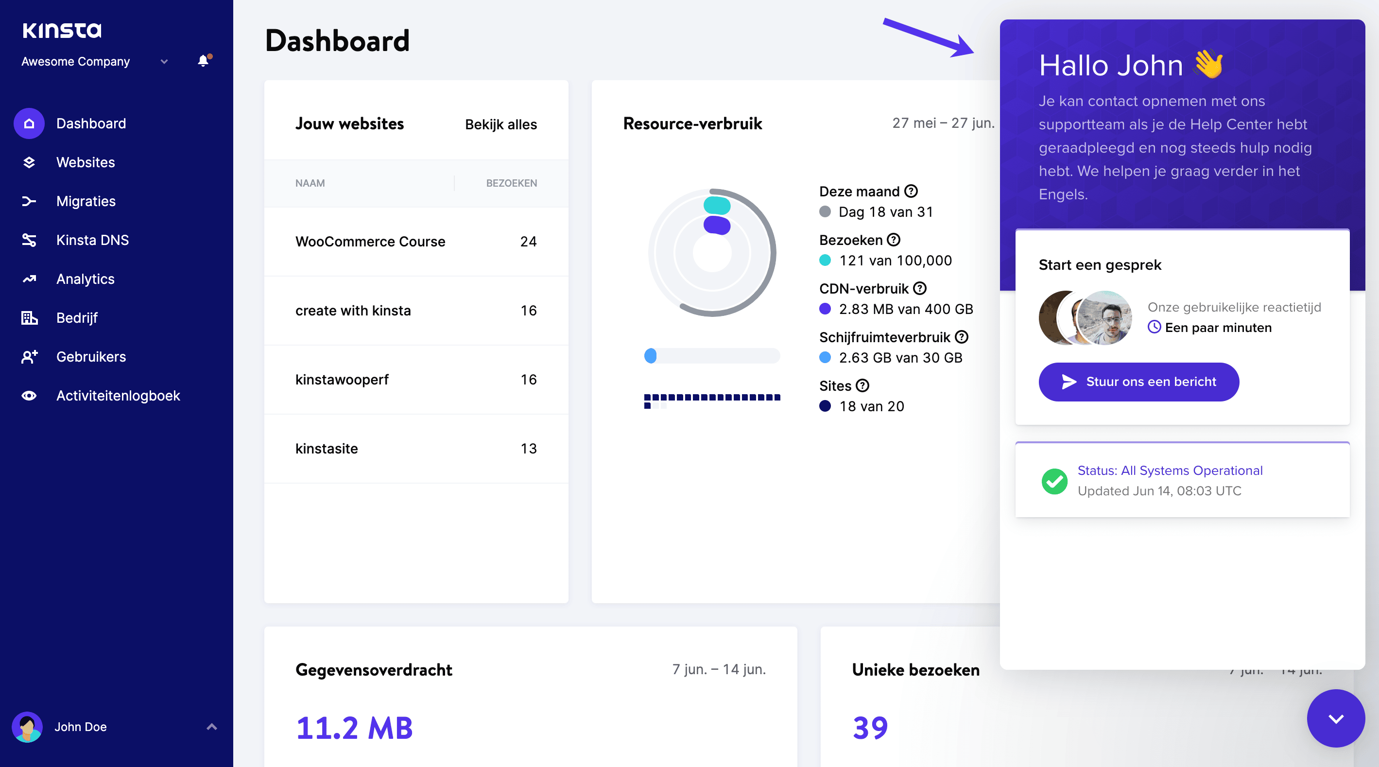 Kinsta WordPress support