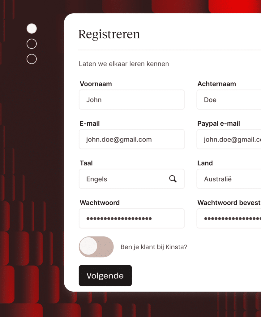 Stap 1: Registreren