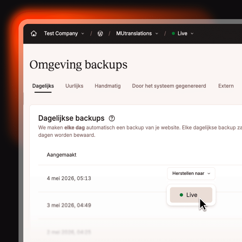 Back-ups in MyKinsta