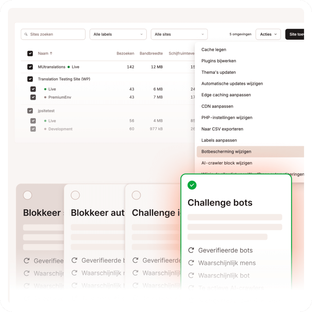 Schakel Botbescherming direct in MyKinsta in.