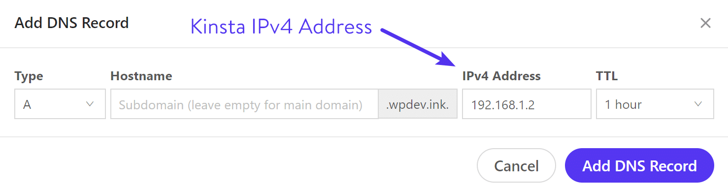 Adicionar Registro A