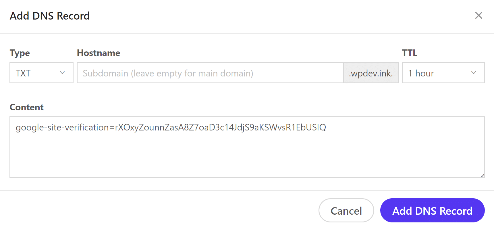Adicionar registro TXT