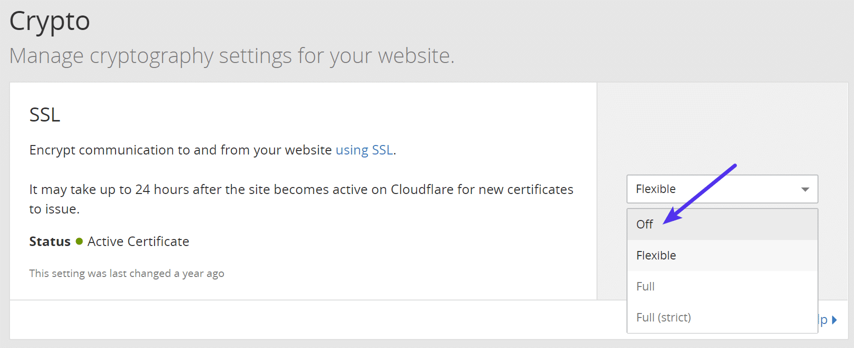 Desativar SSL na Cloudflare