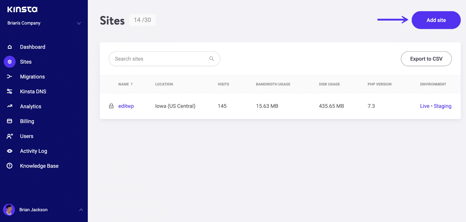 Adicionar novo site WordPress