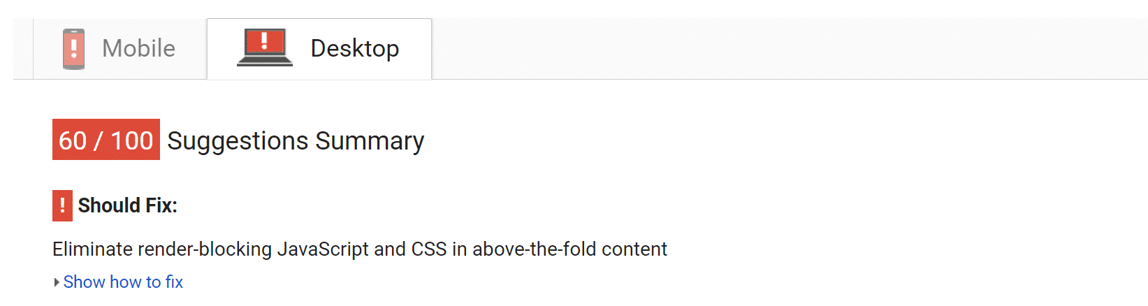 Eliminar bloqueios de renderização do JavaScript e CSS no conteúdo acima da borda