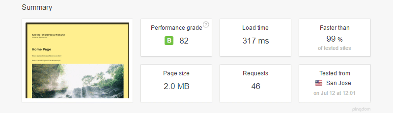 Speed test with BJ Lazy Load plugin Teste de velocidade com o plugin BJ Lazy Load